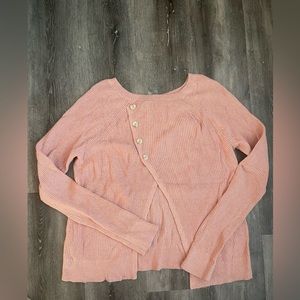 Pink ribbed Abercrombie & Fitch sweater- buttons on split back